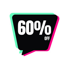 60 Percent Off, Discount Sign Banner or Poster. Special offer price signs