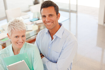 Business people smiling in office