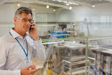 Businessman talking on cell phone