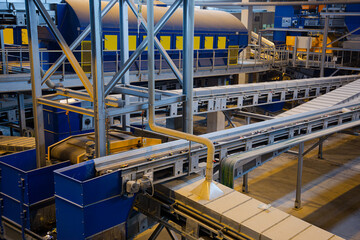 Conveyor belts in recycling center