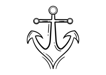 hand drawn illustration of anchor with black and white theme