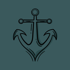 hand drawn illustration of anchor color version, with an elegant dark color combination
