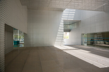 Hall in metallic modern building