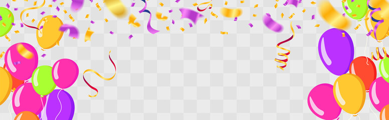 Collection of light  variety of colors balloons balloons flying in a row. Isolated on background