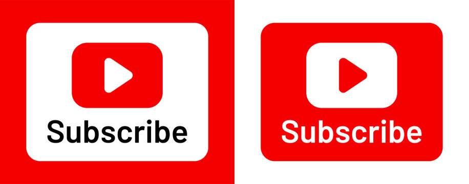Subscribe Youtube button. Vector subscribe icon on red color.