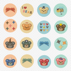 I LOVE bear icon sticker set, I LOVE beaアイコンステッカーセット