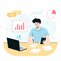Statistics concept in flat design