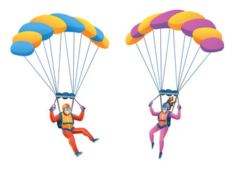 Parachute skydiver couple character set