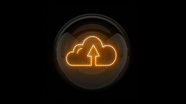 Cliud. Upload. Nixie tube indicator. Gas discharge indicators and lamps. 3D. 3D Rendering