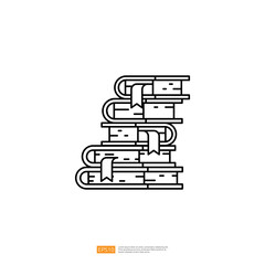 pile of book illustration for learn or education concept with outline line style