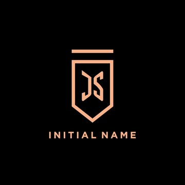 JS monogram initial with shield logo design icon