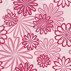 Selbstklebende Fototapeten pink and white flowers abstract seamless pattern background fabric design print wrapping paper digital illustration texture wallpaper  © Ekaterina