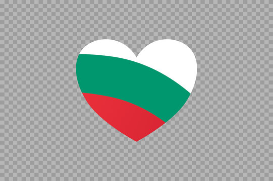 Bulgaria flag in heart shape isolated on png or transparent background,Symbols of Bulgaria, template for banner,card,advertising ,promote,vector, top gold medal sport winner country