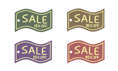 Set of hand drawn sale tag labels