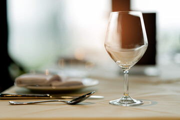 empty glass water with bokeh background
