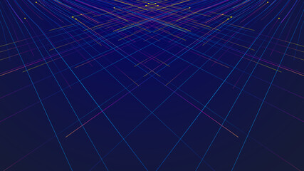 Criss-crossing colored lines constitute a spatial background of the line.