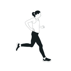 Fototapeta na wymiar Woman running. Girl jogging. Sport. Healthy lifestyle. Hand drawn female character. 