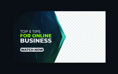 digital online business video thumbnail, youtube thumbnail design template editable vector
