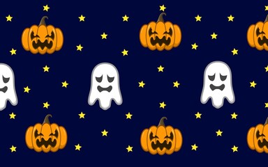 pumpkin ghost and spirits cartoon pattern background for halloween day