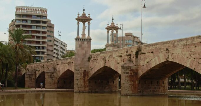 Pont de la Mar, bridge over Valencia park in Spain.