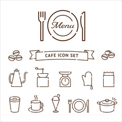 シンプルなカフェ・アイコンセット