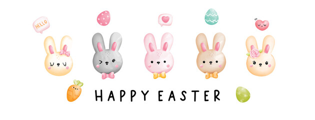 Happy Easter Banner, Vector illustration. 