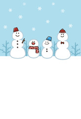 かわいい雪だるまの寒中見舞い