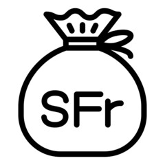 スイス・フラン　現金袋　ベクターイラスト