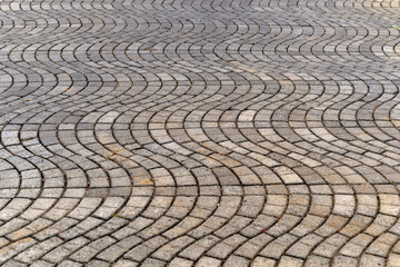 Perspective Viewing Monotone Gray Brick Stone Pavement on Ground for Roads. Sidewalk, Driveway, Pavers, Pavement in Vintage Design Ground Flooring Square Pattern Texture Background to mock up
