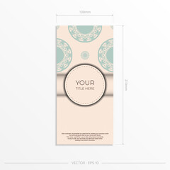 Luxury card design in Beige color with mandala ornament. Invitation card design with space for your text and abstract patterns.