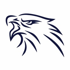 Eagle Mascot Line Logo Sports Team Mascot Design Vector Illustration