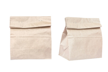 Recycle paper bag on white background.