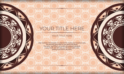 Beige background with luxury vintage ornaments and place for your logo and text. Postcard design with Greek ornaments.