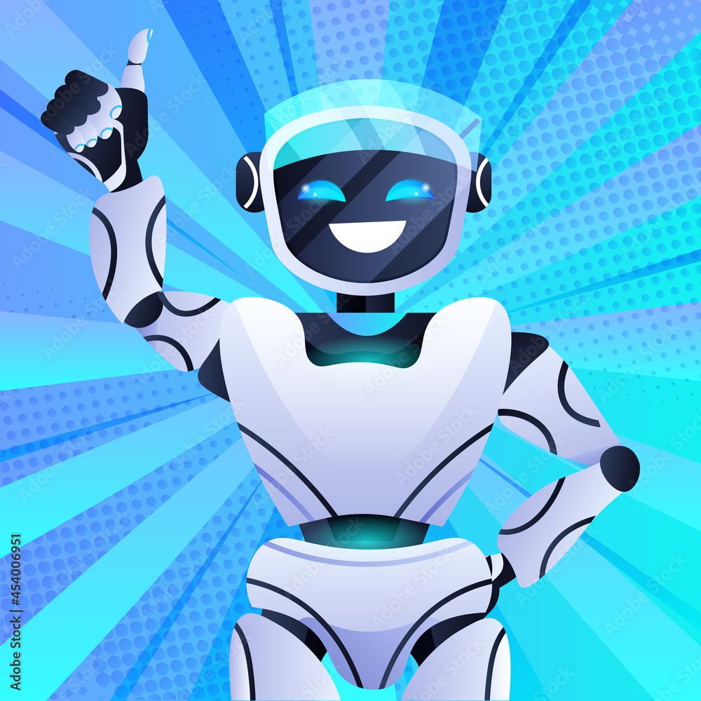 Poster robot chatbot assistant modern robotic character artificial intelligence concept portrait