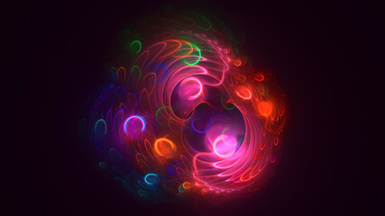 3D rendering abstract multicolor fractal light background