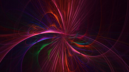 3D rendering abstract multicolor fractal light background