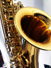 Fototapeta na wymiar golden saxophone isolated on black