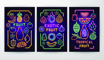 Exotic Fruit Flyer Concepts. Vector Illustration of Tropical Promotion.