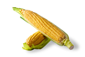 Fresh corn on the cob. Ear of corn isolated on white background.