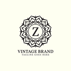 luxurious mandala vintage letter Z vector logo design
