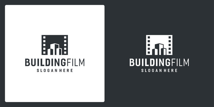 film strip logo inspiration and building logos. premium vector