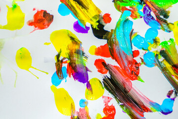 Splash watercolors drops on white background. Abstract colorful for background