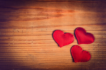 Hearts on the Wooden Board