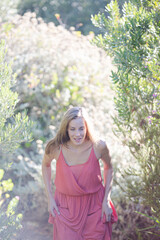 Woman walking outdoors