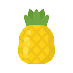 Cute pineapple exotic fruit, isolated colorful vector icon. Bright single fruit illustration