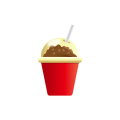 Coffee drink colored cartoon style vector icon. Tasty fast food unhealthy drink. Isolated dishes on white background.