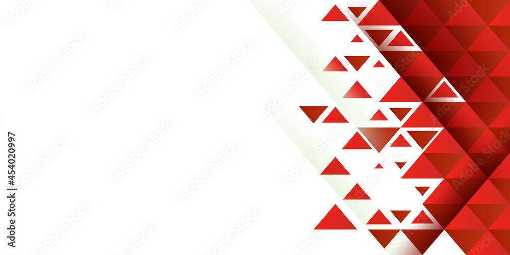 Poster abstract red triangle shape particle background. geometric red white triangle texture background