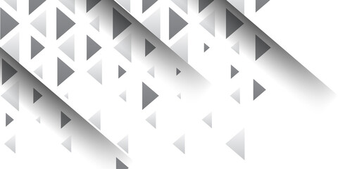 White presentation background with grey triangle particle geometric shapes.