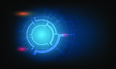 Circular line background with Line and dot connection. Banner geometic round wallpaper with network connection and copy space. Presentation template for design.