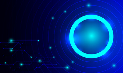 Artificial Intelligence business template for create web site and banner. Abstract technology background redial circle element with innovative concept process in cyber space.